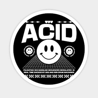 ACID HOUSE  - 3 Smiley's side by side (white) Magnet